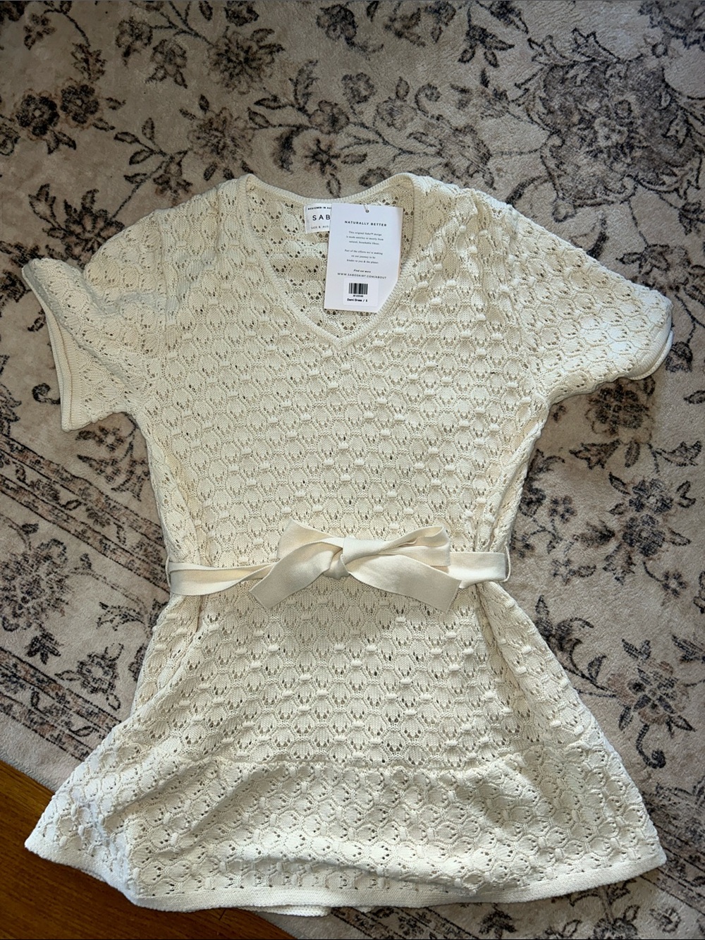 Sabo Skirt Cream Lace Mini Dress with Satin Bow
